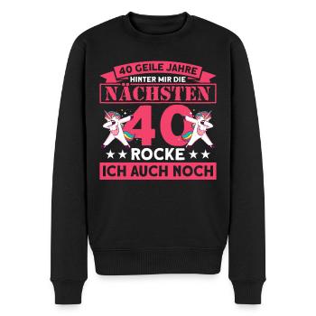 40 Jährige Frau Einhorn 40. Geburtstag - Männer Premium Bio Pullover - Schwarz - Vorne - Nico (187cm)