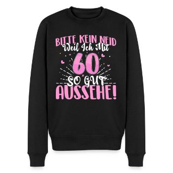 60 Geburtstag Bitte kein Neid - Männer Premium Bio Pullover - Schwarz - Vorne - Nico (187cm)