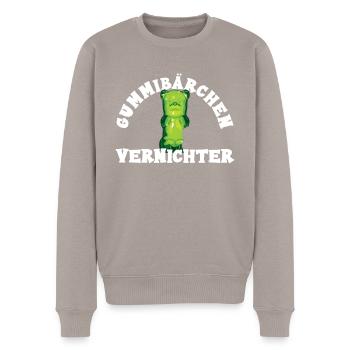 Gummibärchen vernichter - Männer Premium Bio Pullover - Taupe - Vorne - Nico (187cm)