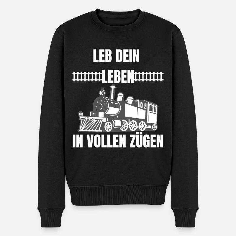 Leb dein Leben in vollen Zügen Eisenbahn - Männer Premium Bio Pullover - Schwarz