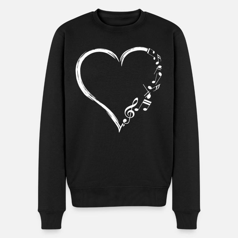 Musik Frequenz Niedliche Herznoten Clef Musiker Mu - Männer Premium Bio Pullover - Schwarz