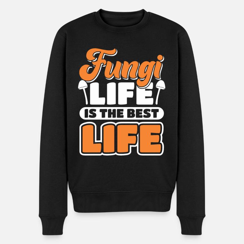 Pilzjäger Pilz Pilze Geschenk - Männer Premium Bio Pullover - Schwarz