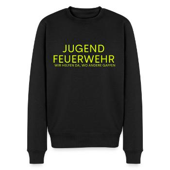 Jugend Feuerwehr - Wir helfen - Männer Premium Bio Pullover - Schwarz - Vorne - Nico (187cm)