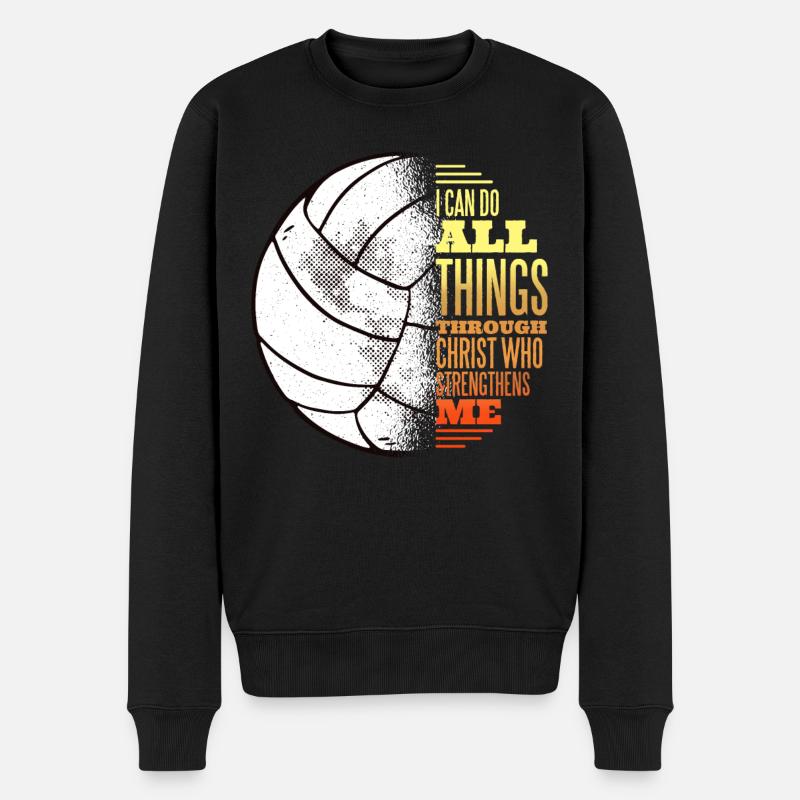 Le volleyball et Jésus - Pull Premium bio Homme - noir