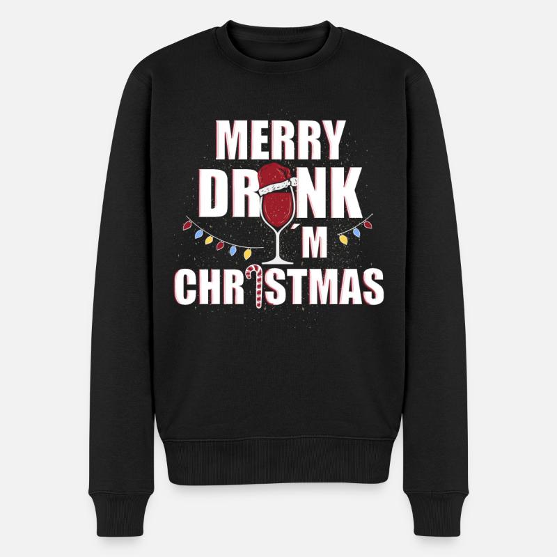 Merry Drunk I´m Christmas - Männer Premium Bio Pullover - Schwarz