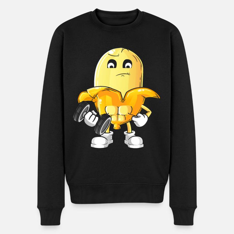 Veganer Veganerin Bodybuilding Banane - Männer Premium Bio Pullover - Schwarz