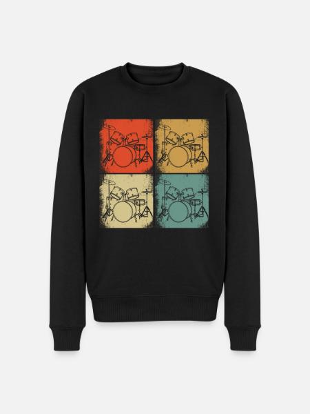 Retro drums design illustration Drummer - Men's Premium Organic Jumper - black