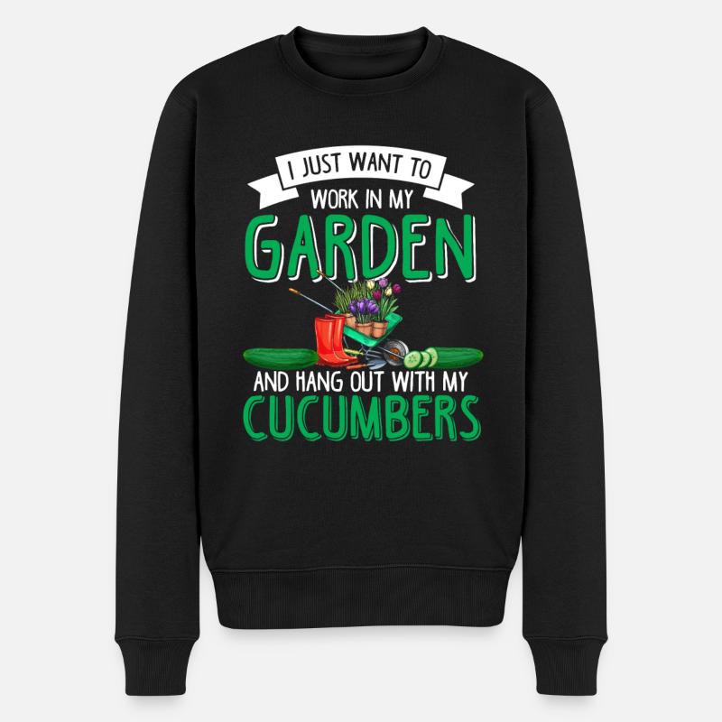 JardinAge Légumes Vegan Concombre Concombre - Pull Premium bio Homme - noir