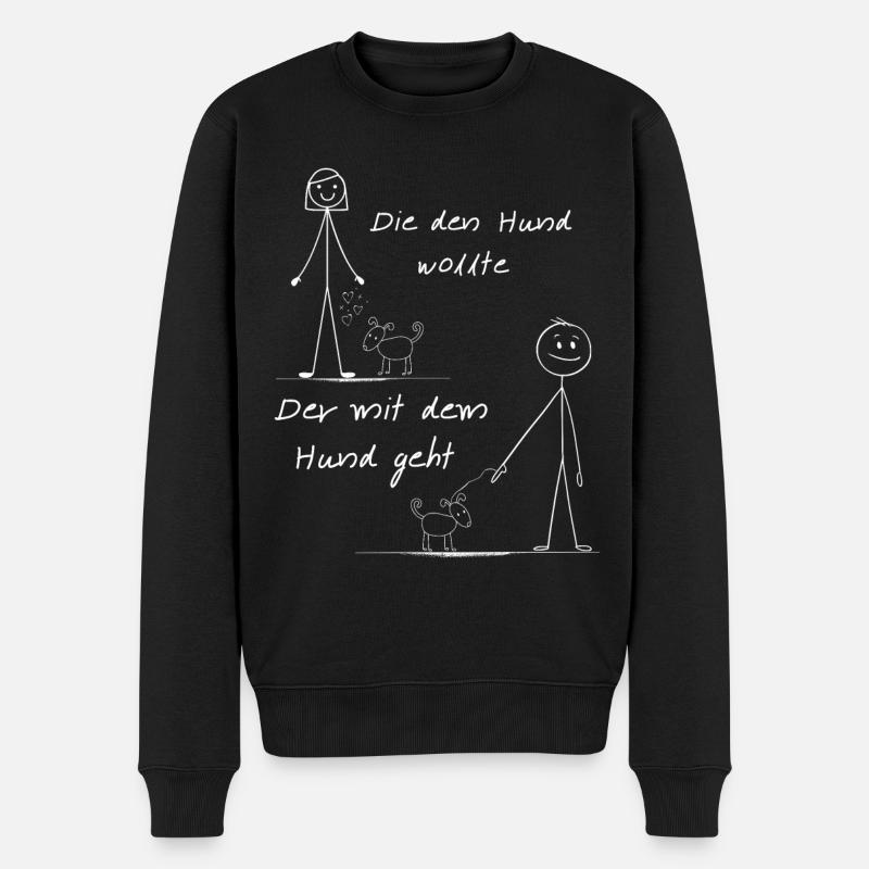 Der mit dem Hund gassi gehen muss - Männer Premium Bio Pullover - Schwarz