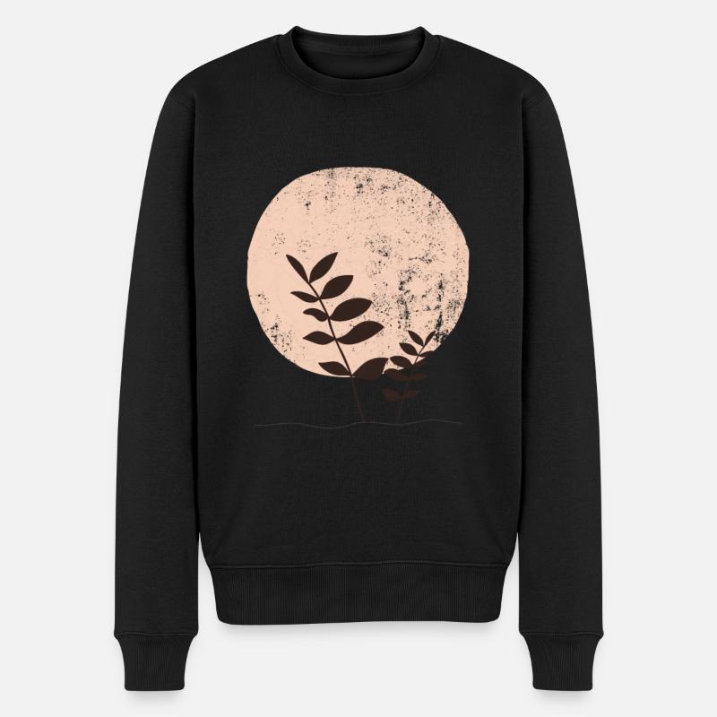 Boho sun leaves, abstract beige - Men's Premium Organic Jumper - black