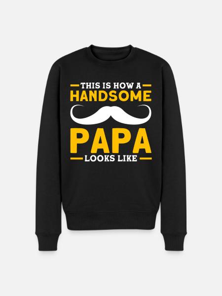 Handsome Father Dad Papa - Men's Premium Organic Jumper - black