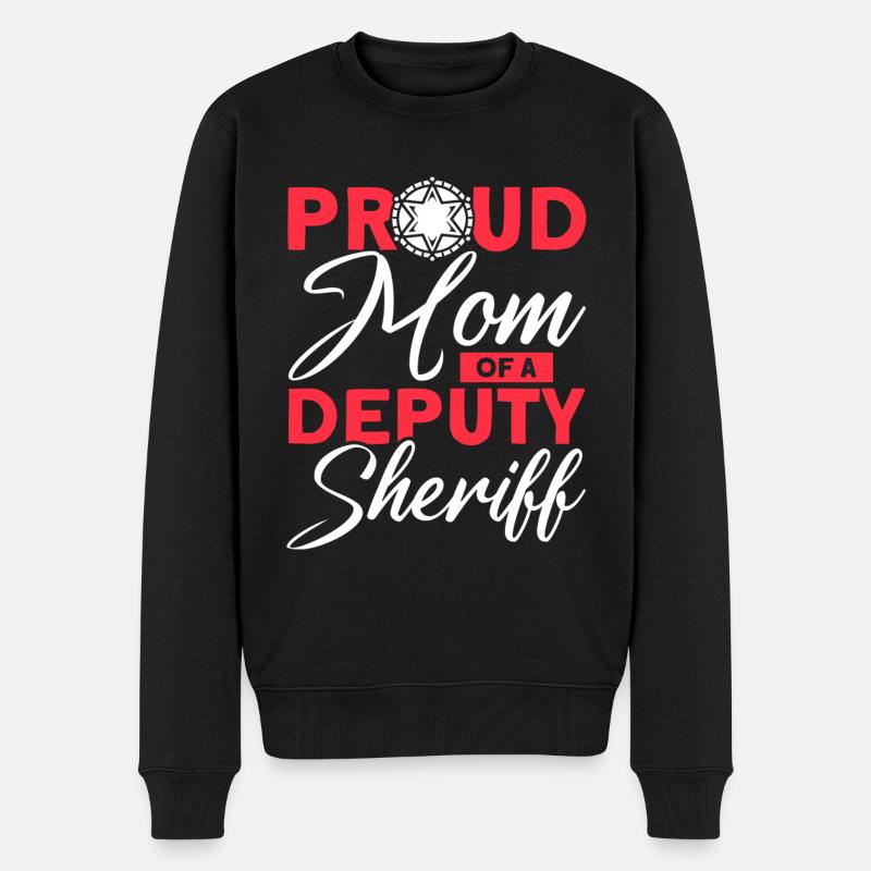 Stolze Mama Hilfssheriff Mama Mutter - Männer Premium Bio Pullover - Schwarz