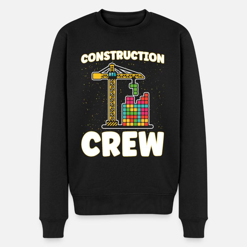 Crew Klemmbaustein Baustein - Männer Premium Bio Pullover - Schwarz