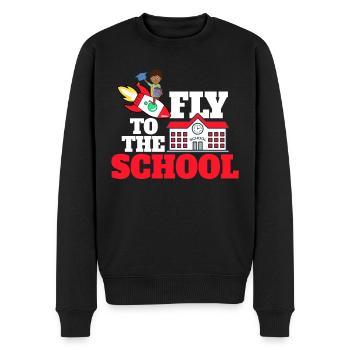 Astronaut flies me to school - Men's Premium Organic Jumper - black - Front - Nico (187cm)