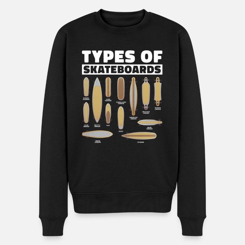 Arten Von Skateboards Für Skateboarder - Männer Premium Bio Pullover - Schwarz