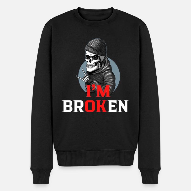 I am Broken - Männer Premium Bio Pullover - Schwarz