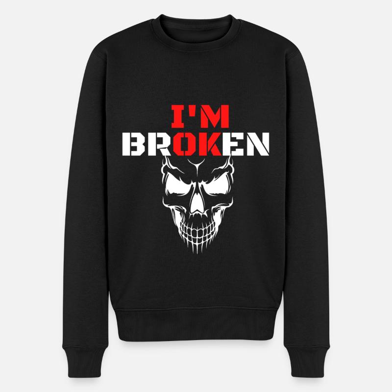 I am Broken - Männer Premium Bio Pullover - Schwarz