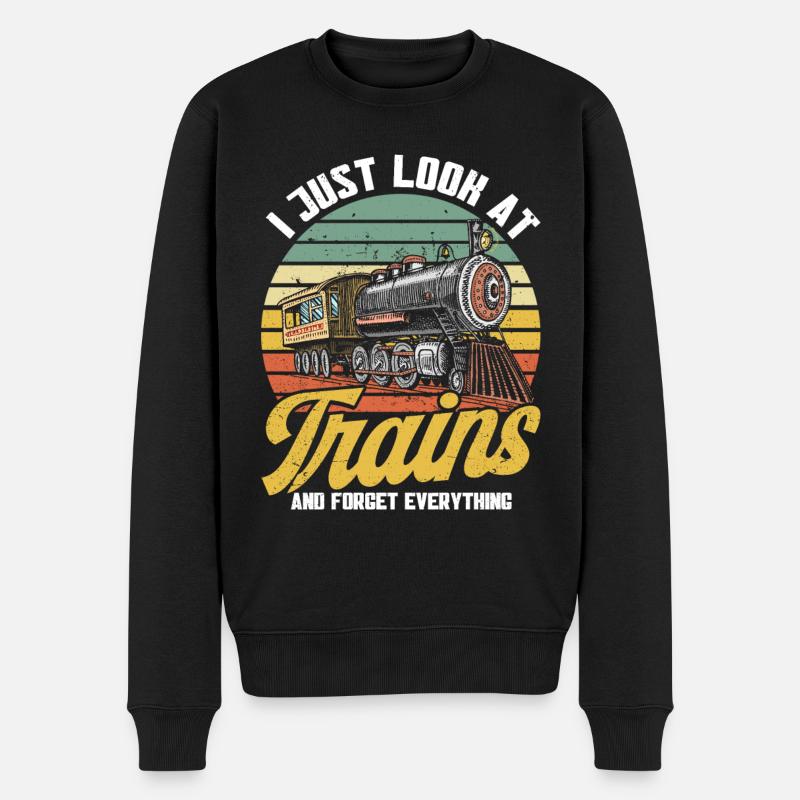 Modellbahn Zug Lokomotiven Geschenk - Männer Premium Bio Pullover - Schwarz