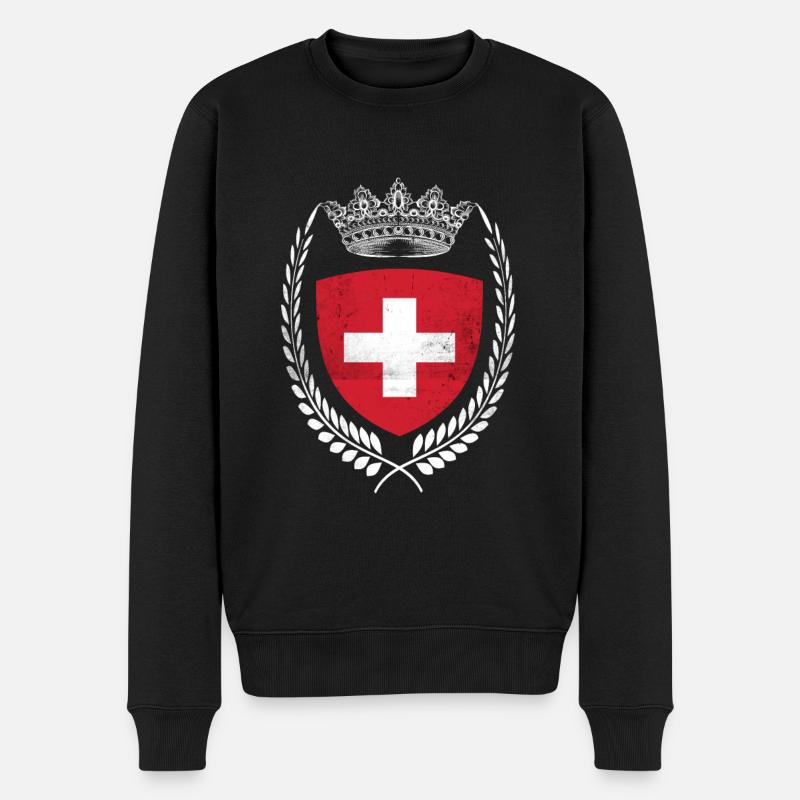 Schweiz Flagge - Männer Premium Bio Pullover - Schwarz