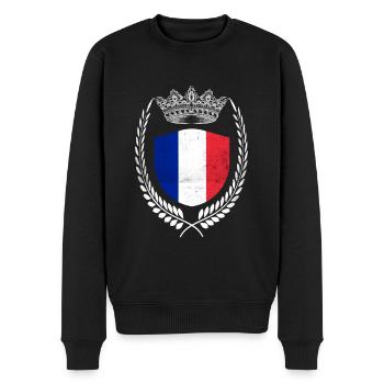 France Drapeau Français Drapeau France - Pull Premium bio Homme - noir - Devant - Nico (187cm)