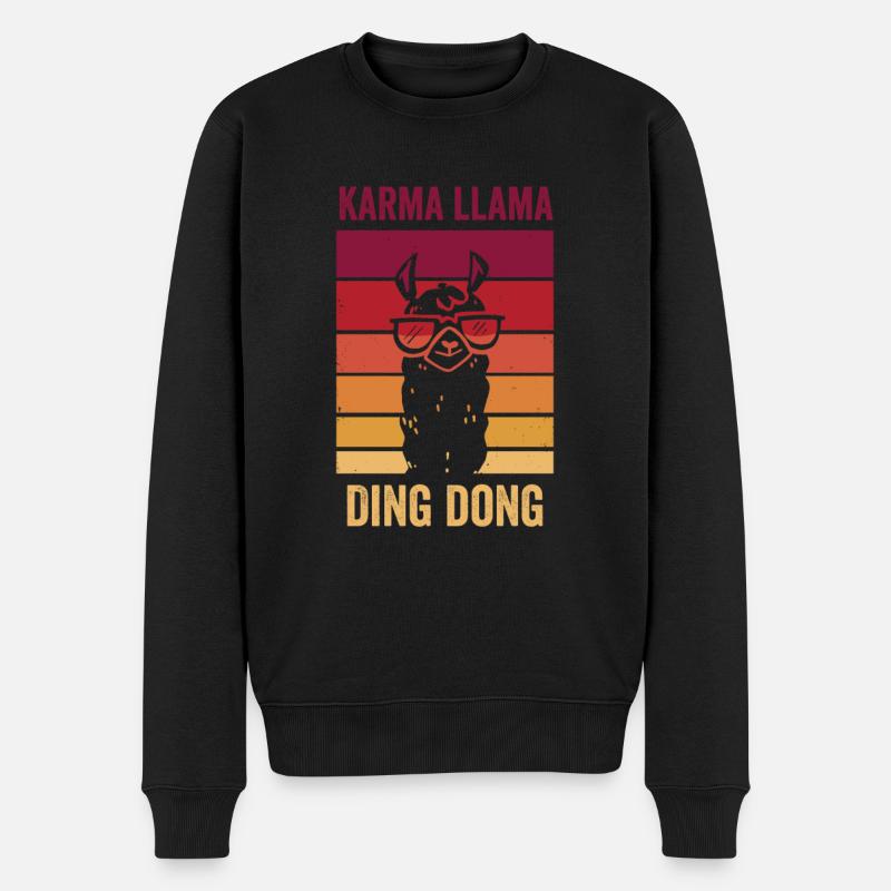 Lustiges Lama - Männer Premium Bio Pullover - Schwarz