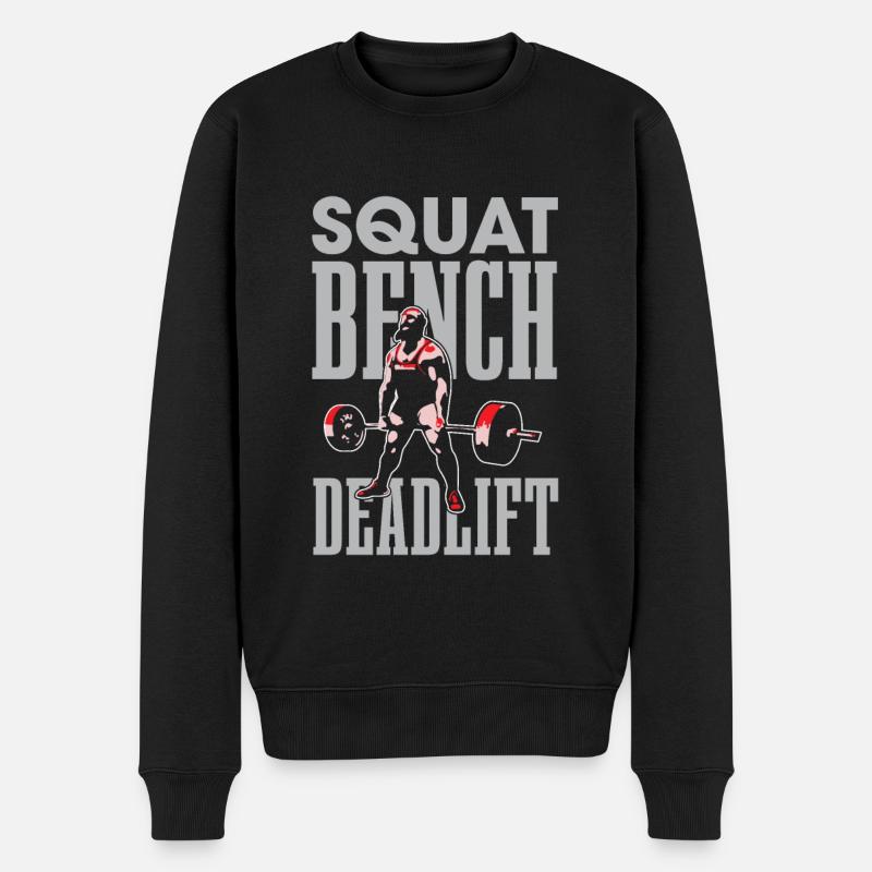 Squat Bench Kreuzheben Für Bodybuilder - Männer Premium Bio Pullover - Schwarz