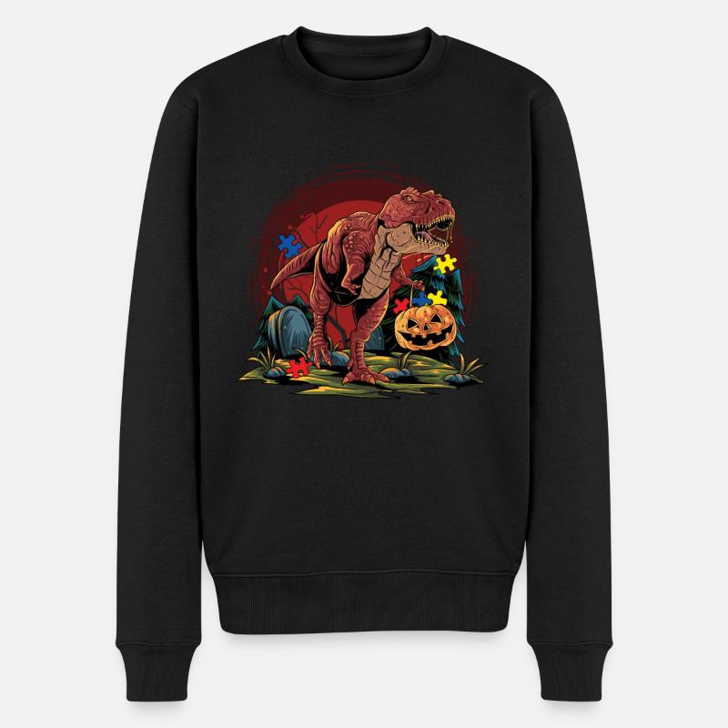 Dinosaure Citrouille Autisme Puzzle Autisme - Pull Premium bio Homme - noir