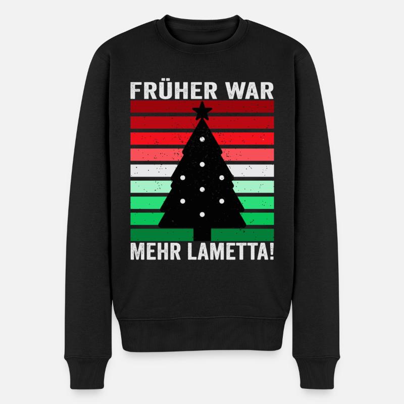 Früher war mehr Lametta Tannenbaum - Männer Premium Bio Pullover - Schwarz