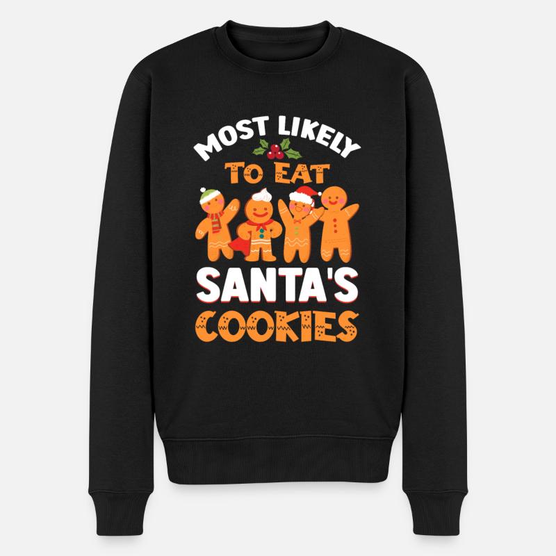 Santa Gingerbread - Lebkuchen man Design - Pull Premium bio Homme - noir