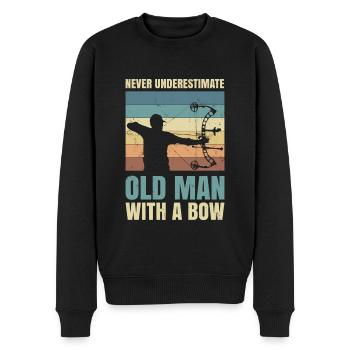 Unterschätze Niemals Den Alten Mann Mit Der - Männer Premium Bio Pullover - Schwarz - Vorne - Nico (187cm)
