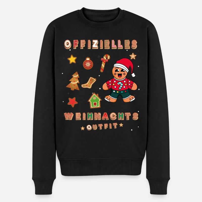Offizielles Weihnachts outfit Lebkuchen ugly - Männer Premium Bio Pullover - Schwarz
