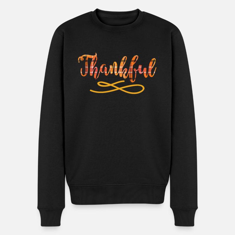 Dankbarer Thanksgiving-fallsaison-türkei-kürbis - Männer Premium Bio Pullover - Schwarz