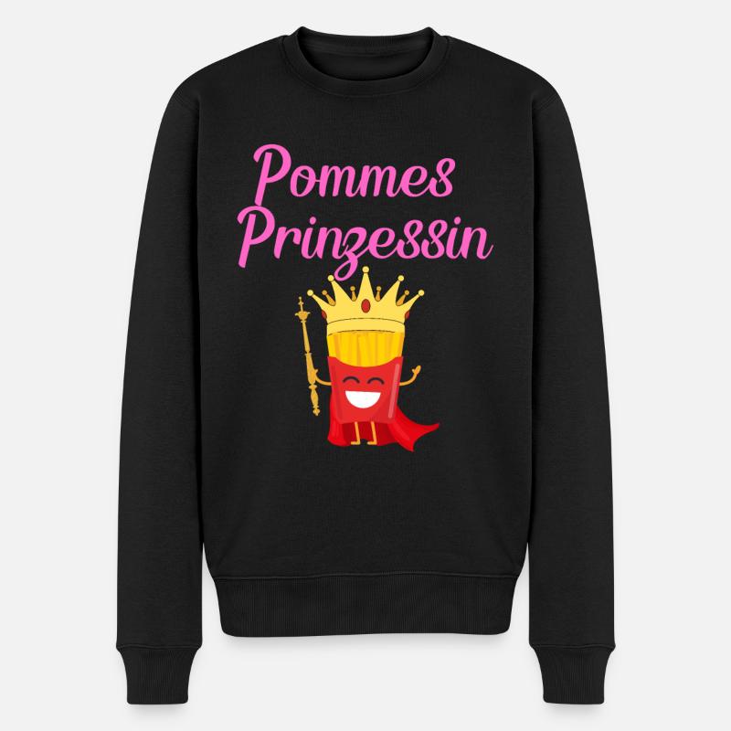 Pommes Prinzessin Fritten Kartoffel - Männer Premium Bio Pullover - Schwarz