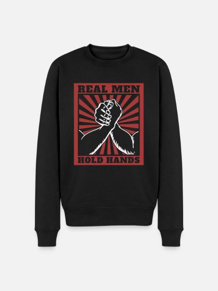 Rigtige mænd, der holder hinanden i hånden - Økologisk premium-sweatshirt til mænd - sort