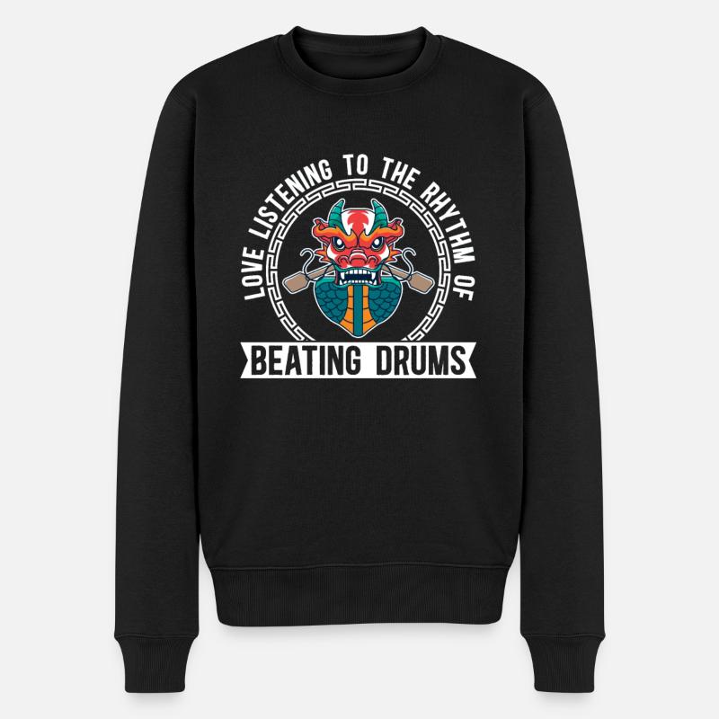 Rhythmus Der Schlagenden Trommeln Dragon Boat - Männer Premium Bio Pullover - Schwarz