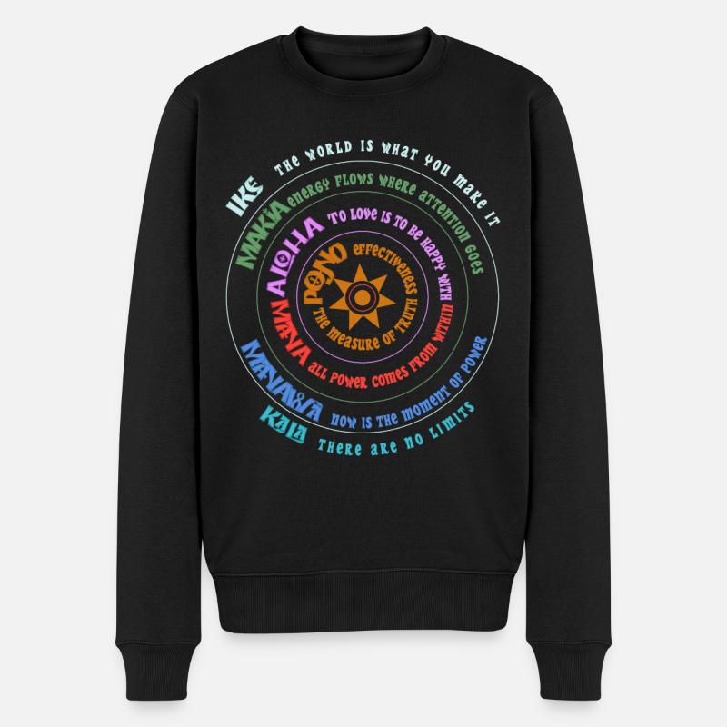 Huna-Prinzipien - Hawaiianische Weisheitskreiskunst - Männer Premium Bio Pullover - Schwarz