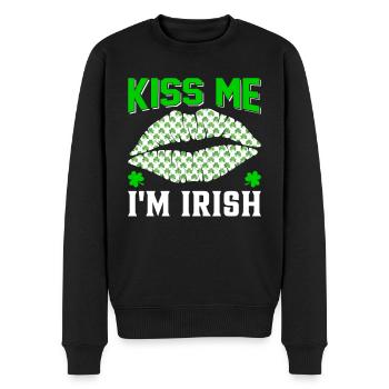 Kiss me i`m Irish St. Patrick ´s Day - Männer Premium Bio Pullover - Schwarz - Vorne - Nico (187cm)