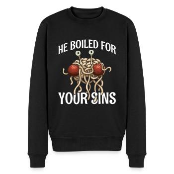 He cooked for your sins for religious friends - Men's Premium Organic Jumper - black - Front - Nico (187cm)