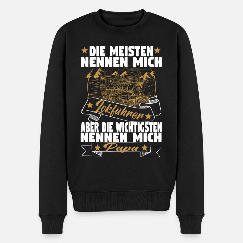 Dampflok Lokführer Eisenbahner Eisenbahn Vater - Männer Premium Bio Pullover - Schwarz