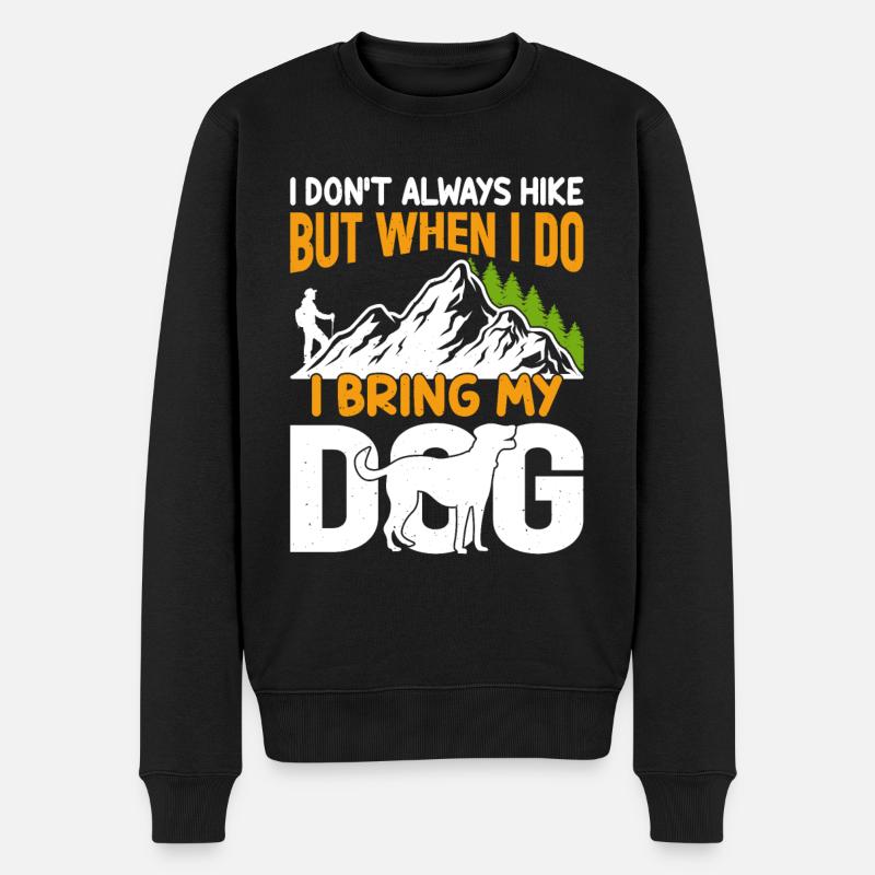 Ich wandere nicht oft aber wenn mit meinem Hund - Männer Premium Bio Pullover - Schwarz