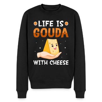 Life is Gouda Käse Sucht Besessenheit - Männer Premium Bio Pullover - Schwarz - Vorne - Nico (187cm)