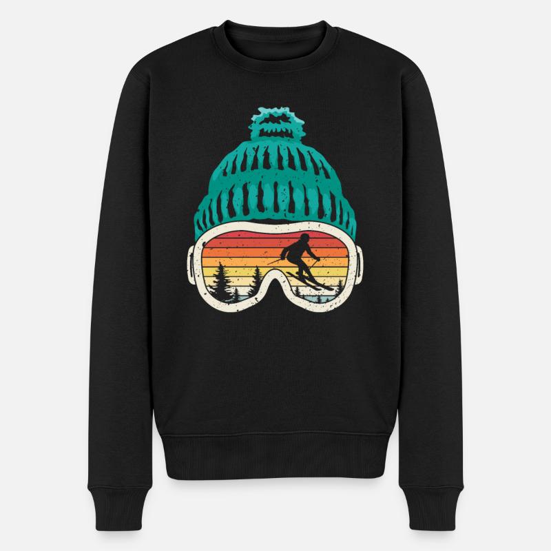 Ski Skifahrer Skibrille Skifahren Urlaub Geschenk - Männer Premium Bio Pullover - Schwarz