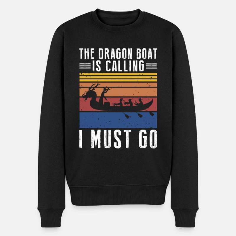 Drachenboot und Drachenboot Crew - Männer Premium Bio Pullover - Schwarz
