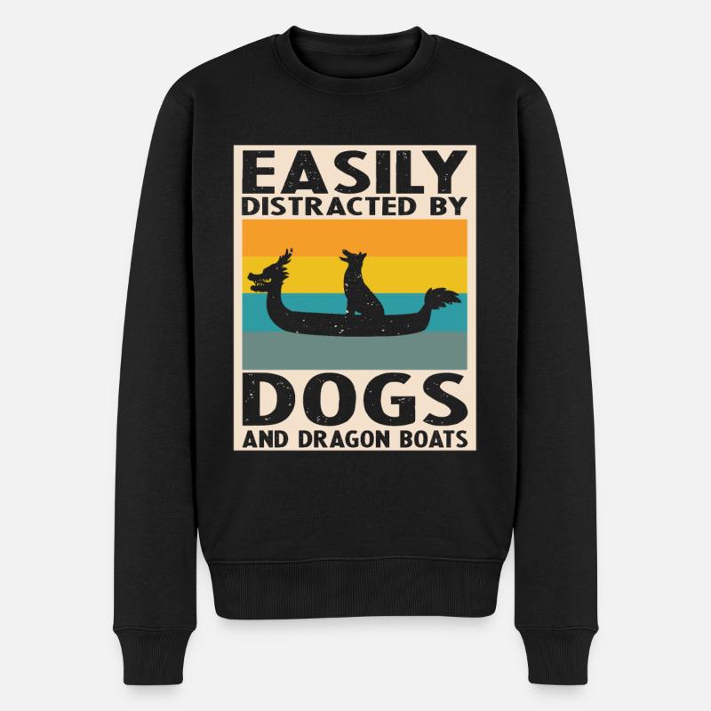 Drachenboot und Drachenboot Crew - Männer Premium Bio Pullover - Schwarz