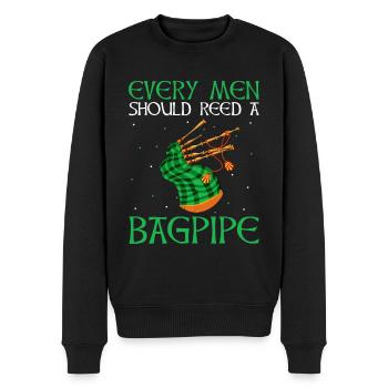 Scotsman Zitat für Dudelsackmusiker und Dudelsack - Männer Premium Bio Pullover - Schwarz - Vorne - Nico (187cm)