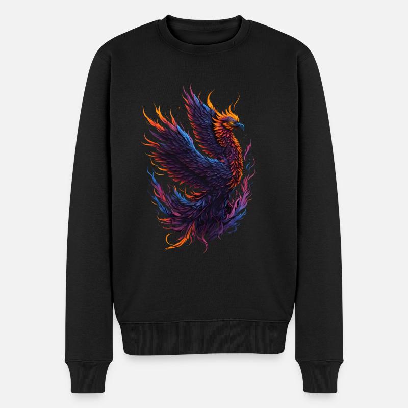 Mythical Phoenix Bird with Flames - Men's Premium Organic Jumper - black