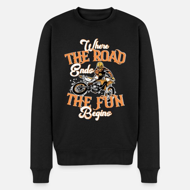 Motocross Where the road ends the fun begins - Männer Premium Bio Pullover - Schwarz