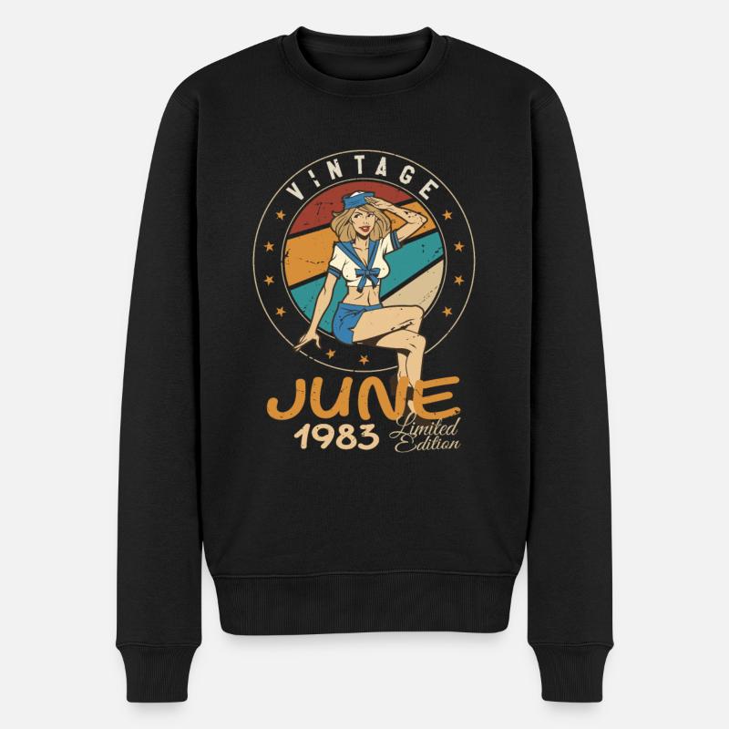 Vintage 1983 - Born In June 1983 - Männer Premium Bio Pullover - Schwarz