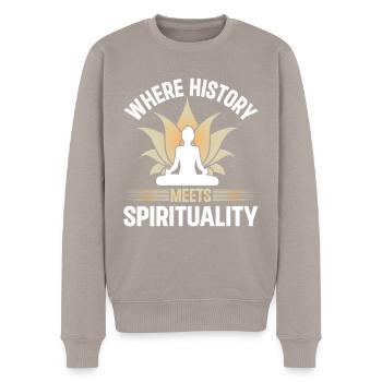Geschichte trifft Spiritualität Tulum Tribe Mexiko - Männer Premium Bio Pullover - Taupe - Vorne - Nico (187cm)