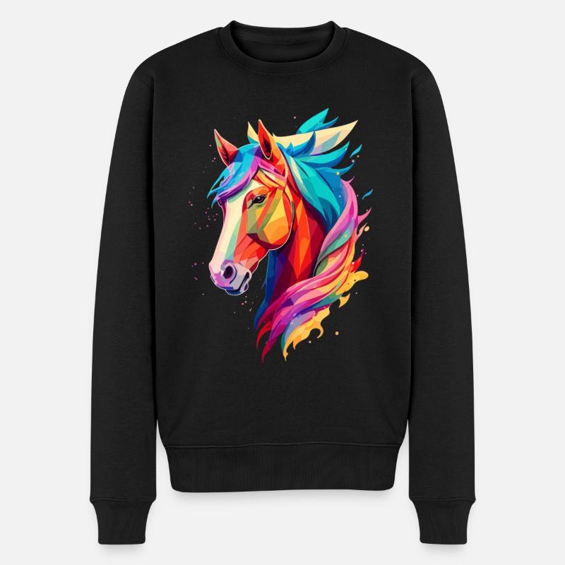 Polygon Pferd - Männer Premium Bio Pullover - Schwarz